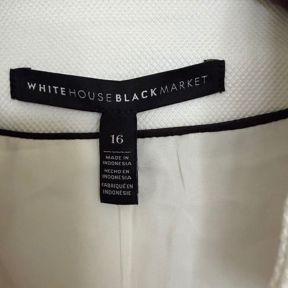 White House Black Market White Textured Blazer 16 Hook & Eye Closure Office NWT - Picture 7 of 8